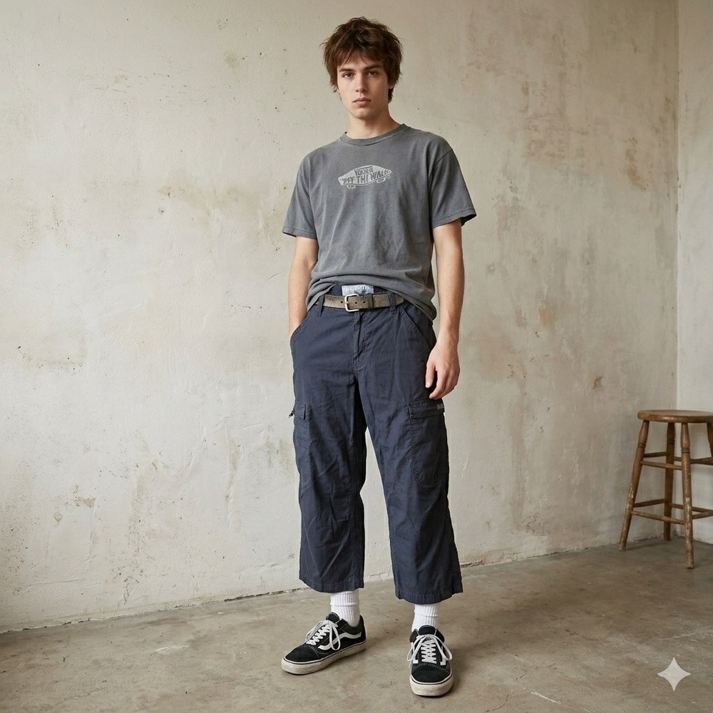 Vintage SilverTab Levi's‎ Cargo Pants Mens Small Navy Blue Wide Leg Y2K